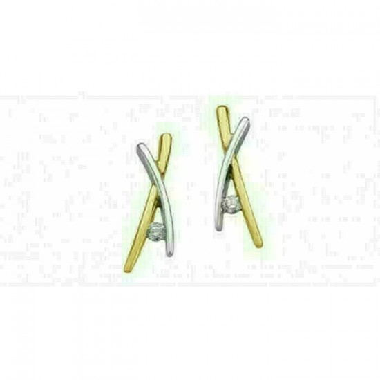 Boucles d'oreilles or blanc et or jaune 10K avec...