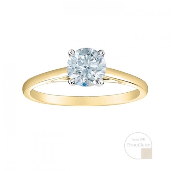 Bague pour femme en or jaune 14K avec diamant de laboratoire (LD103Y75)