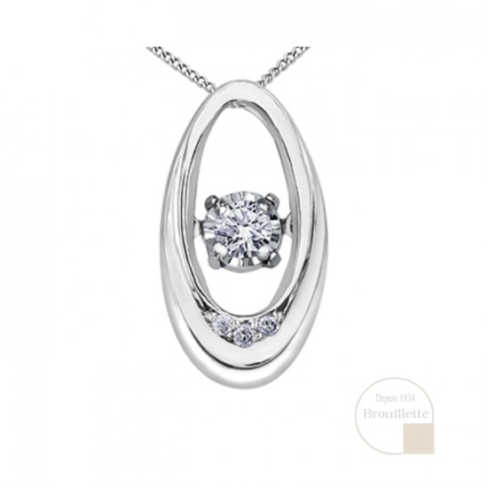 Pendentif pour femme en or blanc 10K avec diamants 0.03 carat (DX874WDI)