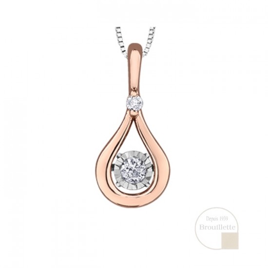 Pendentif pour femme en or rose et or blanc 10K avec diamants 0.10 carat (DD7861RW)