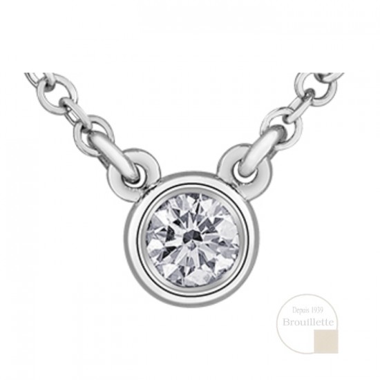 Pendentif pour femme en or blanc 14K avec diamant...