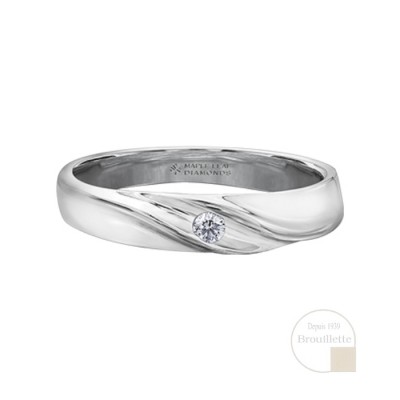 Jonc pour homme en or blanc 10K avec un diamant...