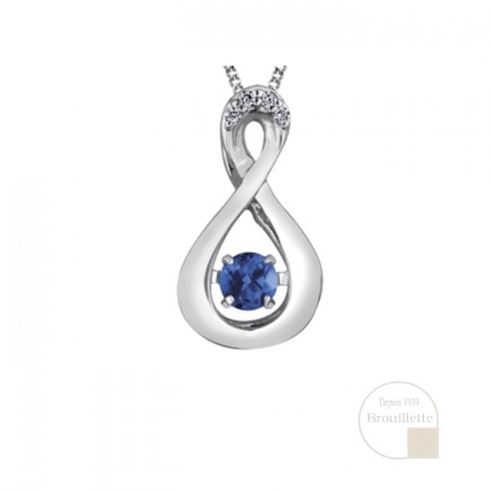 Pendentif pour femme en or blanc 10K avec saphir bleu et diamants (DX666WSA)