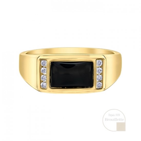 Bague pour homme en or jaune 10K avec diamants...