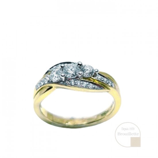 Bague pour femme en or jaune 14K avec diamant 0.50...