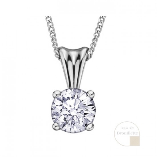 Pendentif pour femme en or blanc 14K avec diamant...