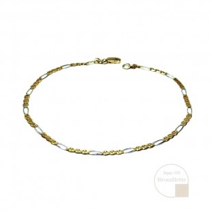Chaine de cheville Figaro en or 2 tons 10K...