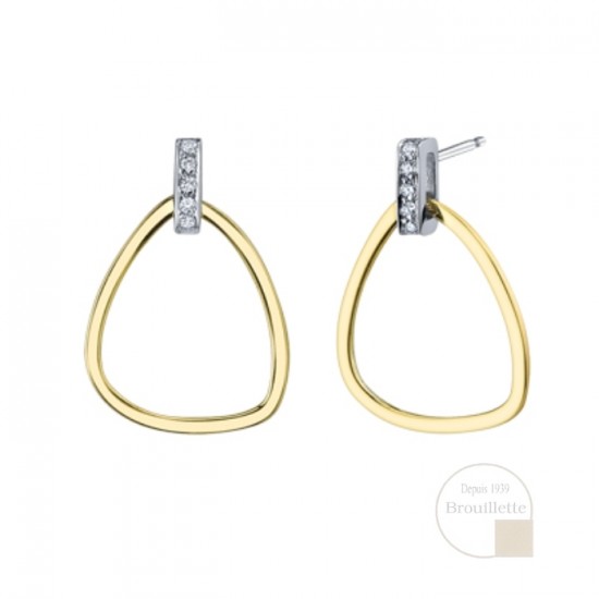 Boucles d'oreilles en or jaune et or blanc 10K...