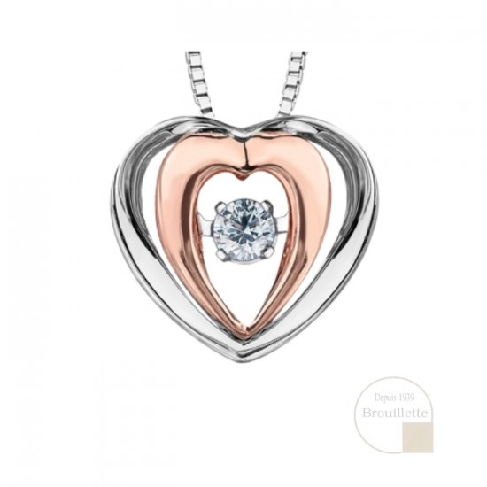 Pendentif pour femme en or blanc et or rose 10K avec diamant 0.15 carat (DD2795)