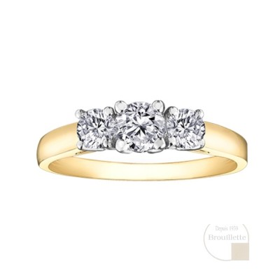 Bague pour femme en or jaune 14K avec diamant 0.33...