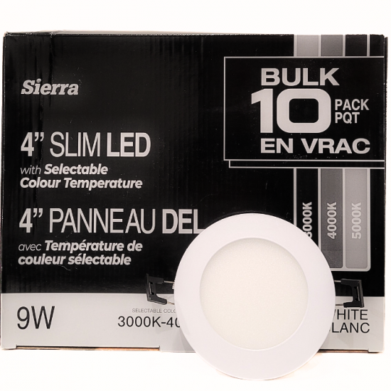 Encastré Slim LED 4 po - couleur ajustable - lot...