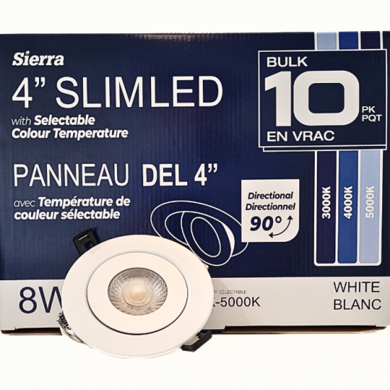 Encastré Slim LED 4 po - orientable - couleur ajustable