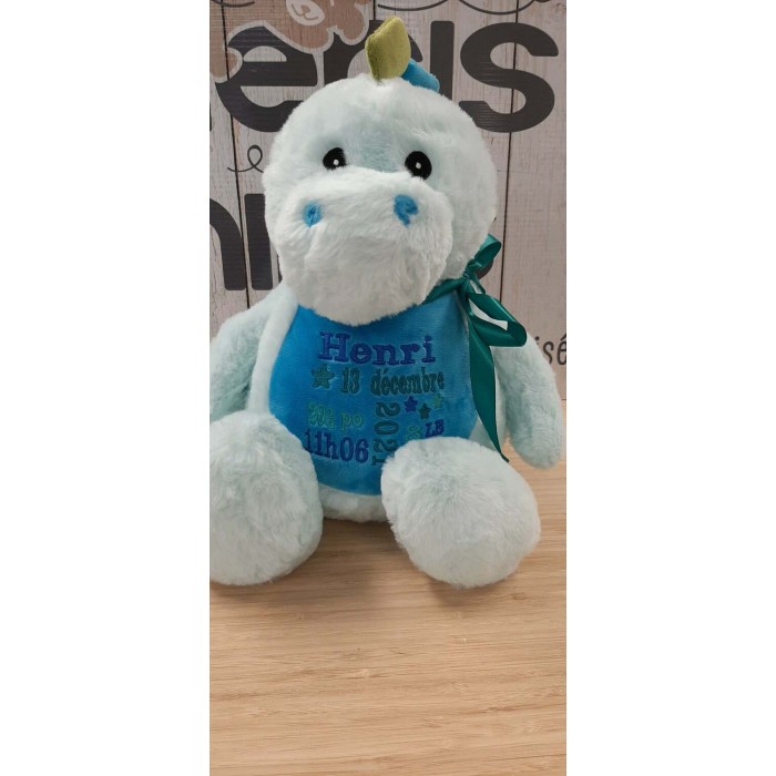 Dino bleu Tummi PELUCHE AVEC BRODERIE PERSONNALISÉE Dino bleu Tummi PELUCHE AVEC BRODERIE PERSONNALISÉE