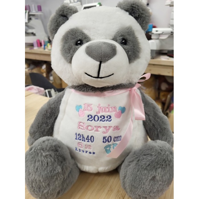 Panda Gris Tummi, PELUCHE AVEC BRODERIE PERSONNALISÉE Panda Gris Tummi, PELUCHE AVEC BRODERIE PERSONNALISÉE