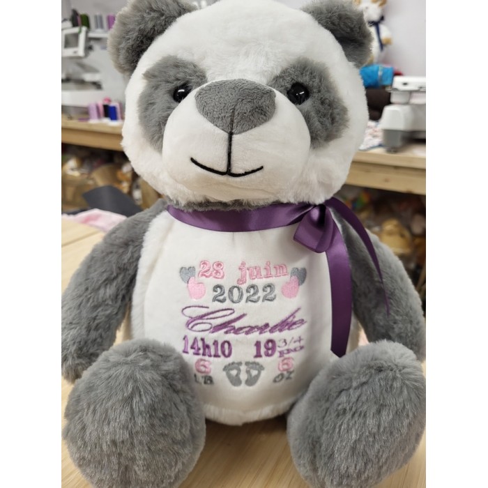 Panda Gris Tummi, PELUCHE AVEC BRODERIE PERSONNALISÉE Panda Gris Tummi, PELUCHE AVEC BRODERIE PERSONNALISÉE