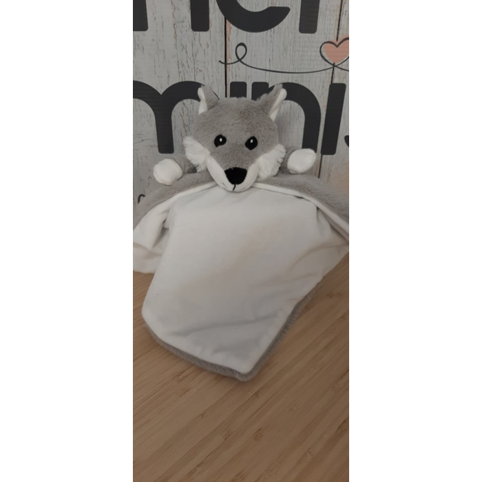 Duo Hemrick le loup , peluche et doudou avec broderie personnalisée Duo Hemrick le loup , peluche et doudou avec broderie personnalisée