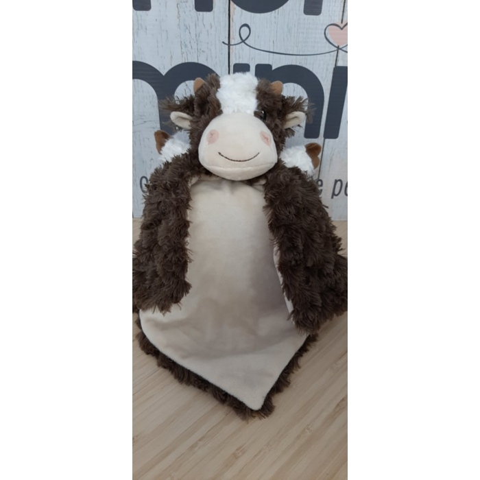 Duo Lyanna la vache , peluche et doudou avec broderie personnalisée Duo Lyanna la vache , peluche et doudou avec broderie personnalisée