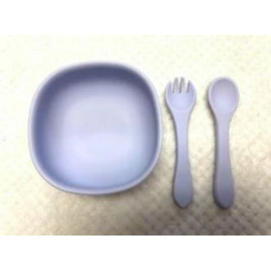 Duo plat et ustensiles en silicone Lilas Duo plat et ustensiles en silicone Lilas