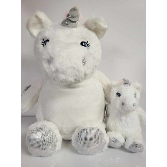 Duo Spécial licorne blanche  L-E , peluche avec...