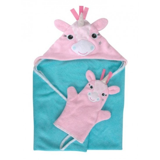 Ensemble bébé serviette et mitaine de bain...