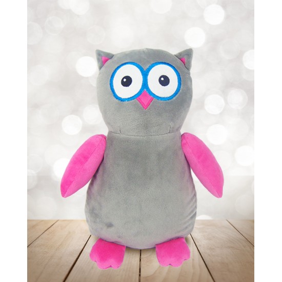 Hibou Gris Rose Cubbies - peluche avec broderie...