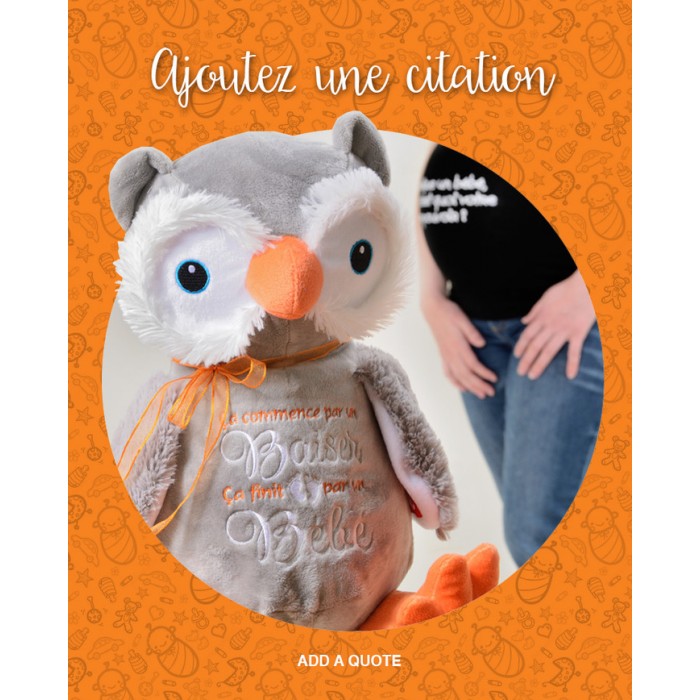 Hibou Bleu Gris Cubbies - peluche avec broderie personnalisée Hibou Bleu Gris Cubbies - peluche avec broderie personnalisée