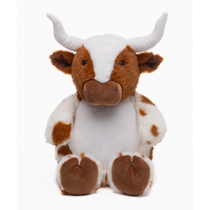 Duo vache longhorn, peluche et doudou avec broderie personnalisée Cubbies Duo vache longhorn, peluche et doudou avec broderie personnalisée Cubbies