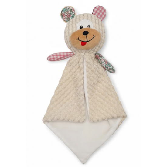 Petite Doudou ourson sensoriel rose L-E 