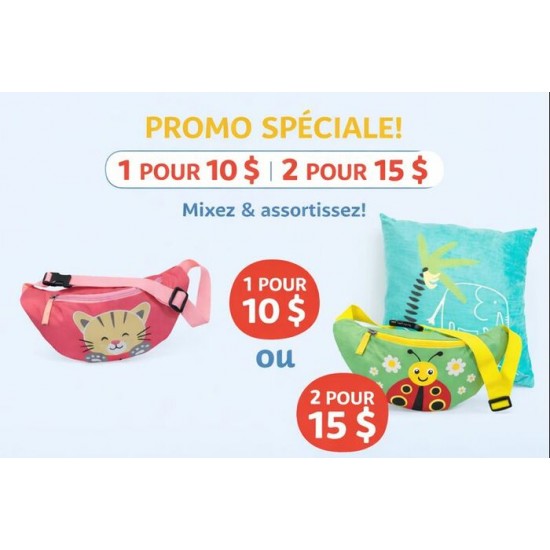 10-15 :  SAC FANNY PACK OU COUSSIN  AU CHOIX