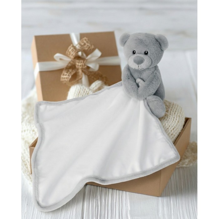 Duo : petit ourson gris avec sa doudou-peluche -Tummi Duo : petit ourson gris avec sa doudou-peluche -Tummi