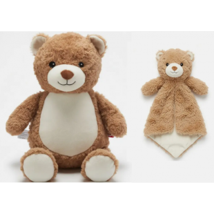 Duo ours copain, peluche et doudou avec broderie...