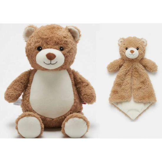 Duo ours copain, peluche et doudou avec broderie... Duo ours copain, peluche et doudou avec broderie...