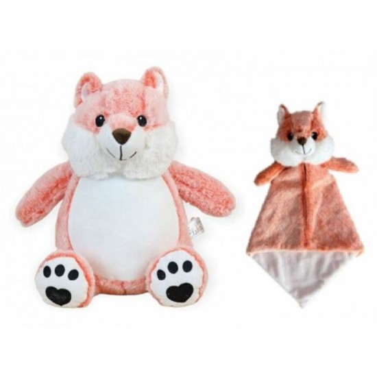 Duo Renard L-E , peluche et doudou avec broderie...