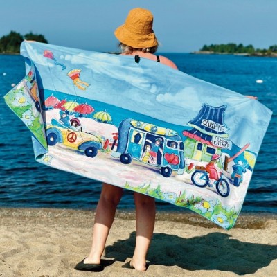 Le camping - Serviette de plage en microfibre