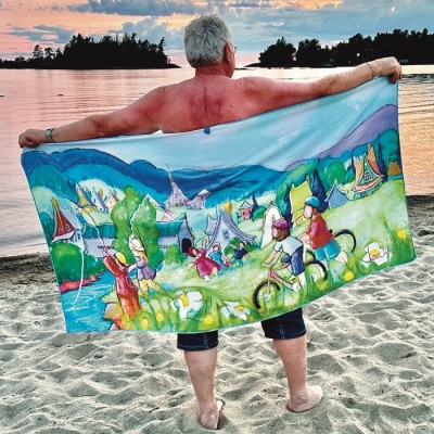 Le pont couvert - Serviette de plage en microfibre