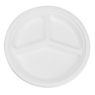 ASSIETTE EN BAGASSE 3 COMPARTIMENTS 10po. / 500...