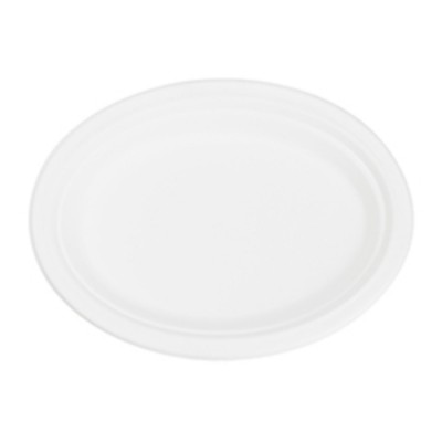 ASSIETTE OVALE EN BAGASSE 9.9po.X12.5po. / 500 un.