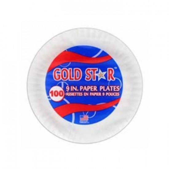 ASSIETTE EN PAPIER BLANC GOLD STAR 9po. / 1200un.