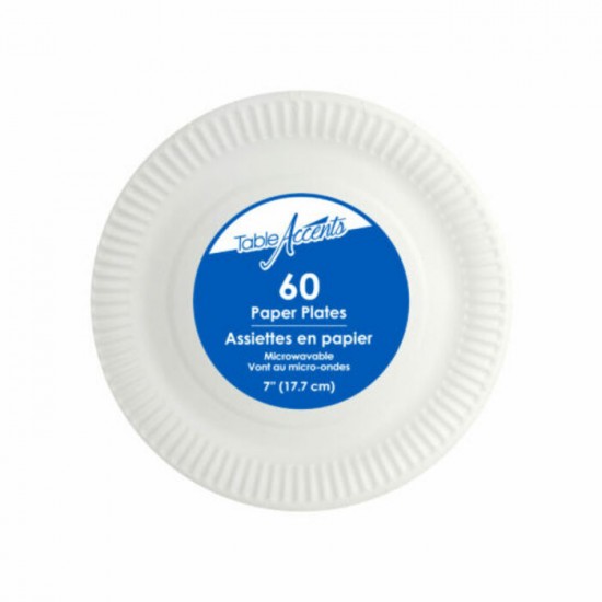  ASSIETTES EN PAPIER 7PO. NON PLASTIFIÉ BLANC /...