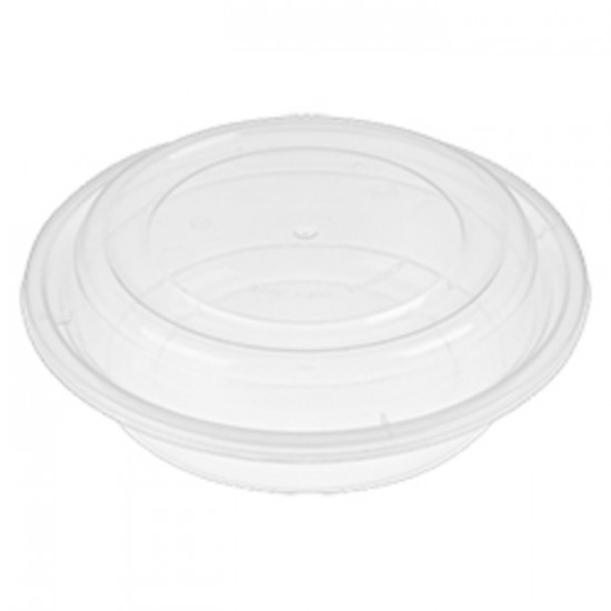 COMBO CONTENANT ROND COUVERCLE DÔME CLAIR 6po. 16OZ  /  150un