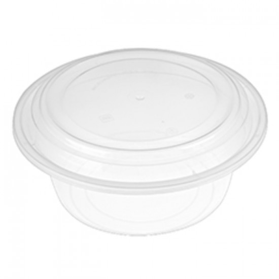 COMBO CONTENANT ROND COUVERCLE DÔME CLAIR 7po. 40OZ  /  150un