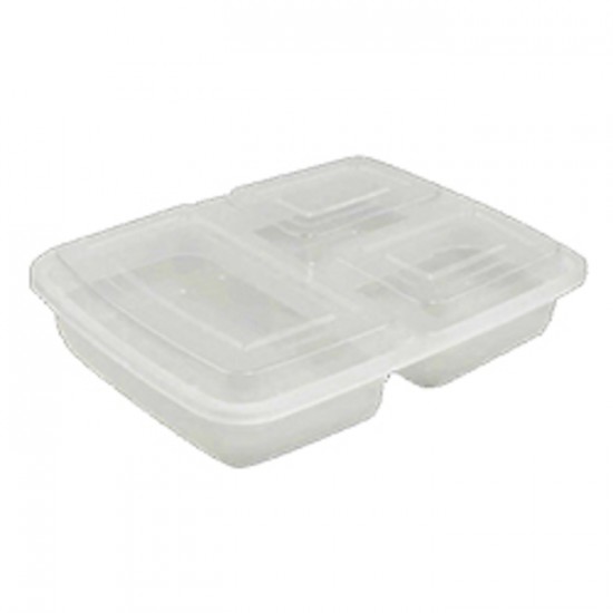 COMBO CONTENANT 3COMP RECTANGULAIRE COUVERCLE CLAIR 39OZ  /  150un