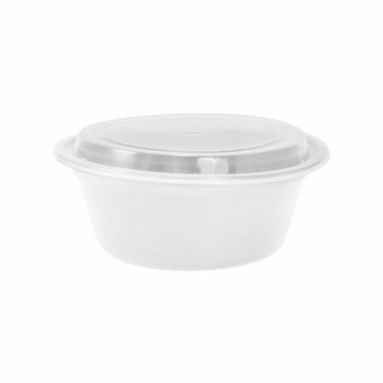  CONTENANTS EN PLASTIQUE AVEC COUVERCLES 32OZ ROND BLANC / CHEF ELITE