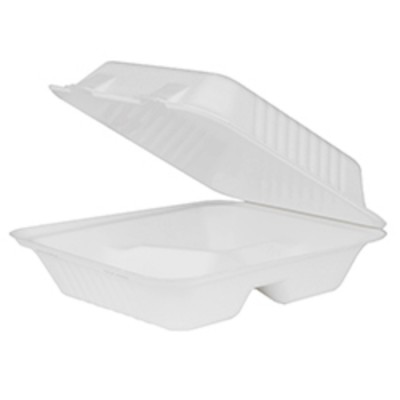 CONTENANT REFERMABLE EN BAGASSE 3Compartiments...