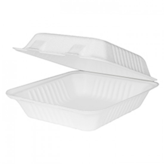 CONTENANT REFERMABLE EN BAGASSE 900ML 8po. X 8po....
