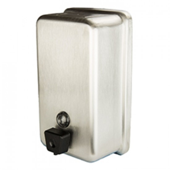 DISTRIBUTEUR SAVON À MAINS VERTICAL EN ACIER INOX / DEB