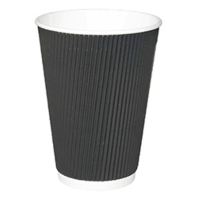 VERRE BREUVAGE CHAUD PAROI GAUFRÉE NOIR 16OZ 90MM...