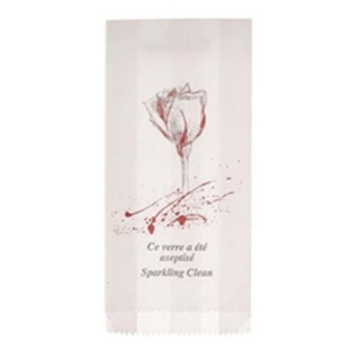 SAC POUR VERRE EN PAPIER BLANC DESSIN DE FLEUR /...