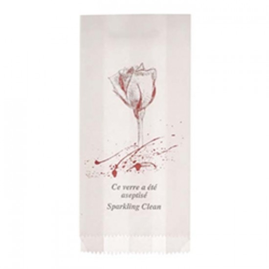 SAC POUR VERRE EN PAPIER BLANC DESSIN DE FLEUR /...