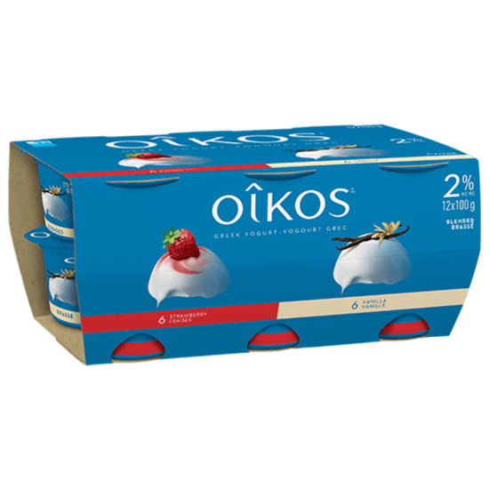 YOGOURT GREC 2% ASSORTIE FRAISE/VANILLE / OIKOS